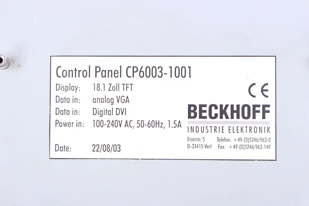 cp6003-1001 BECKHOFF naprawa