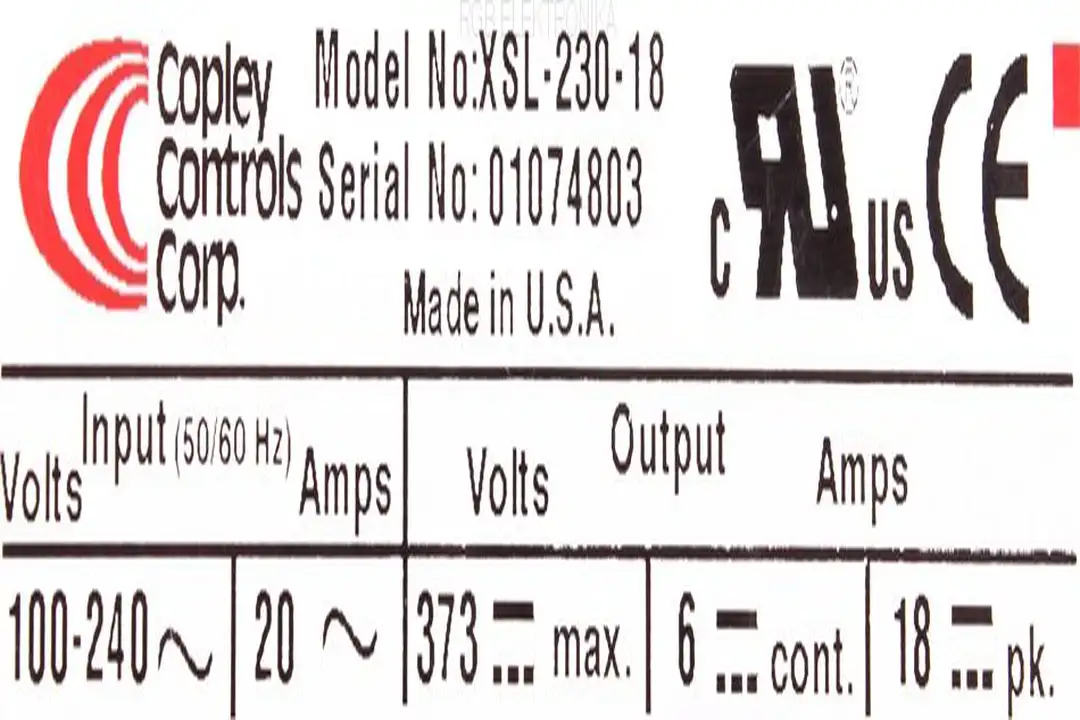 XSL-230-18 COPLEY CONTROLS CORP