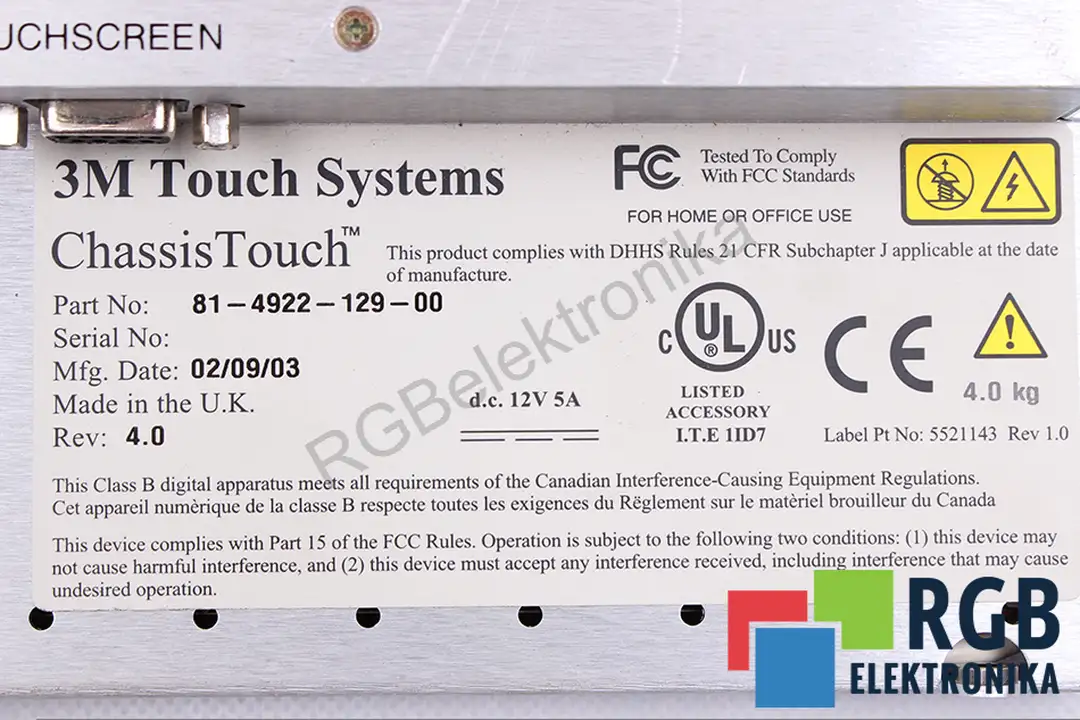 81-4922-129-00 3M TOUCH SYSTEMS